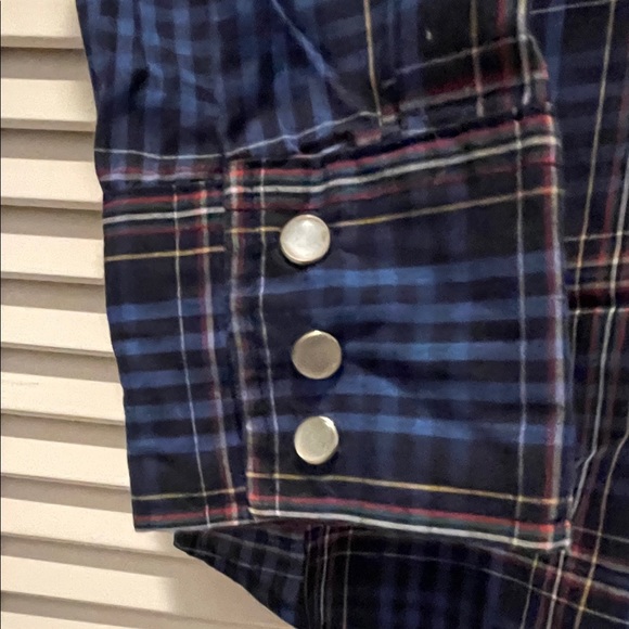 Plainsman Western Shirt Extra Long Tails Pearl Snap Buttons 15-16 1/2 Blue Plaid - Picture 3 of 4